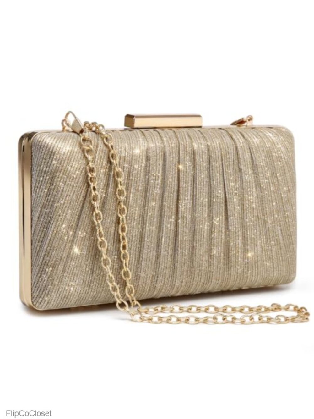 Glossy Patent Vegan Leather Clutch Evening Bag Detachable Chain